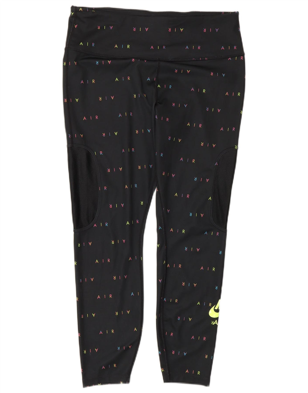 Leggings grafici NIKE Dri Fit Crop da donna UK 14 Large neri