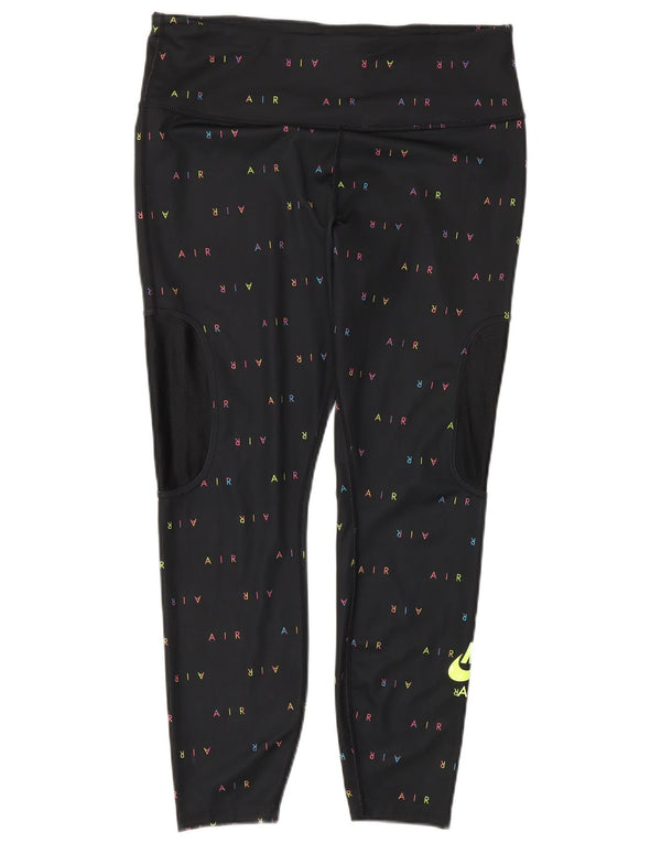 Leggings grafici NIKE Dri Fit Crop da donna UK 14 Large neri