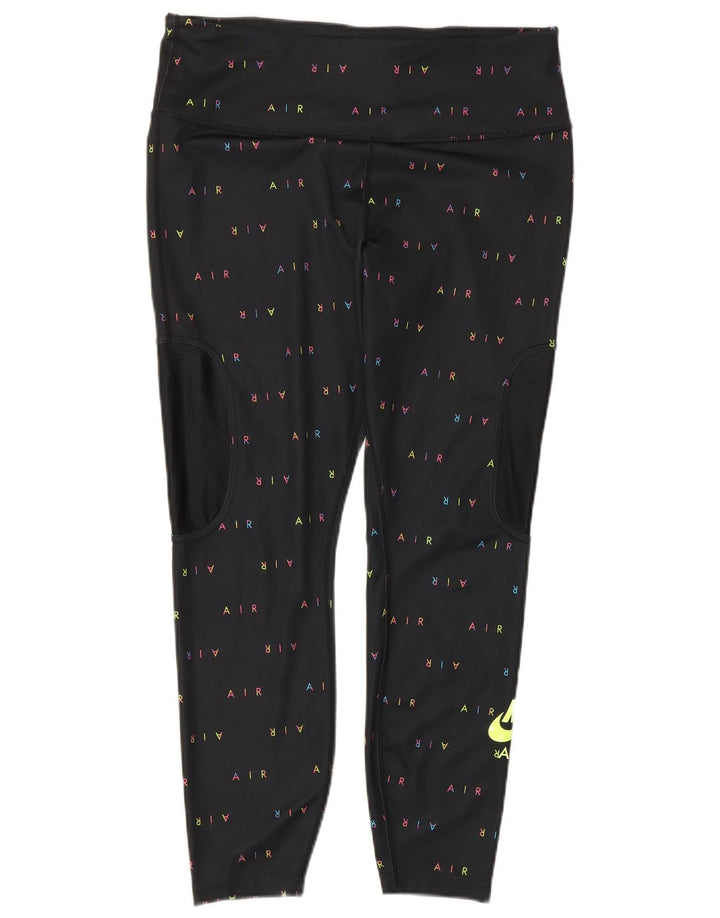 Leggings grafici NIKE Dri Fit Crop da donna UK 14 Large neri