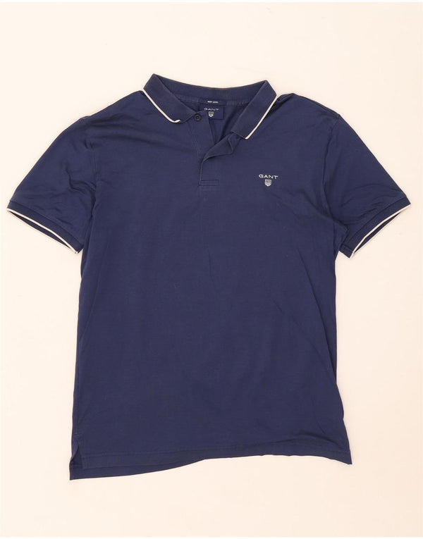 Polo da uomo Gant in cotone a righe medie blu navy