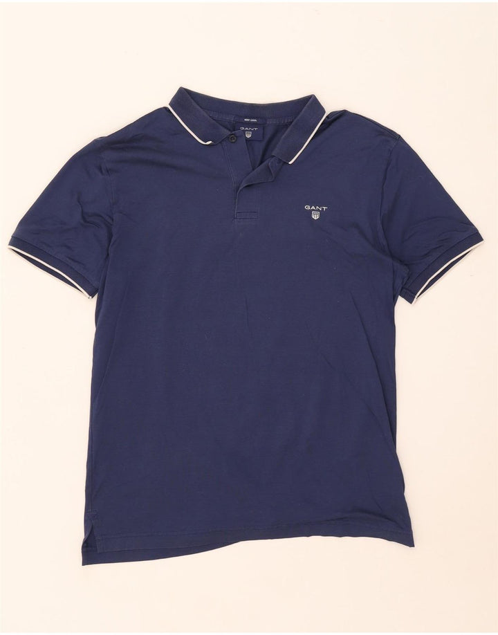 Polo da uomo Gant in cotone a righe medie blu navy