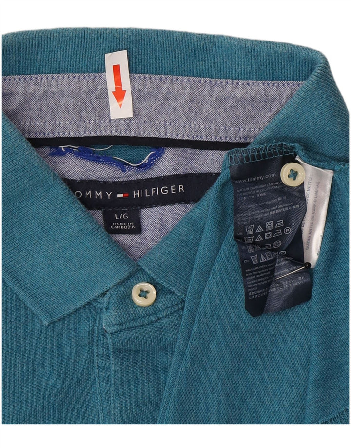 Polo da uomo Tommy Hilfiger grande in cotone blu