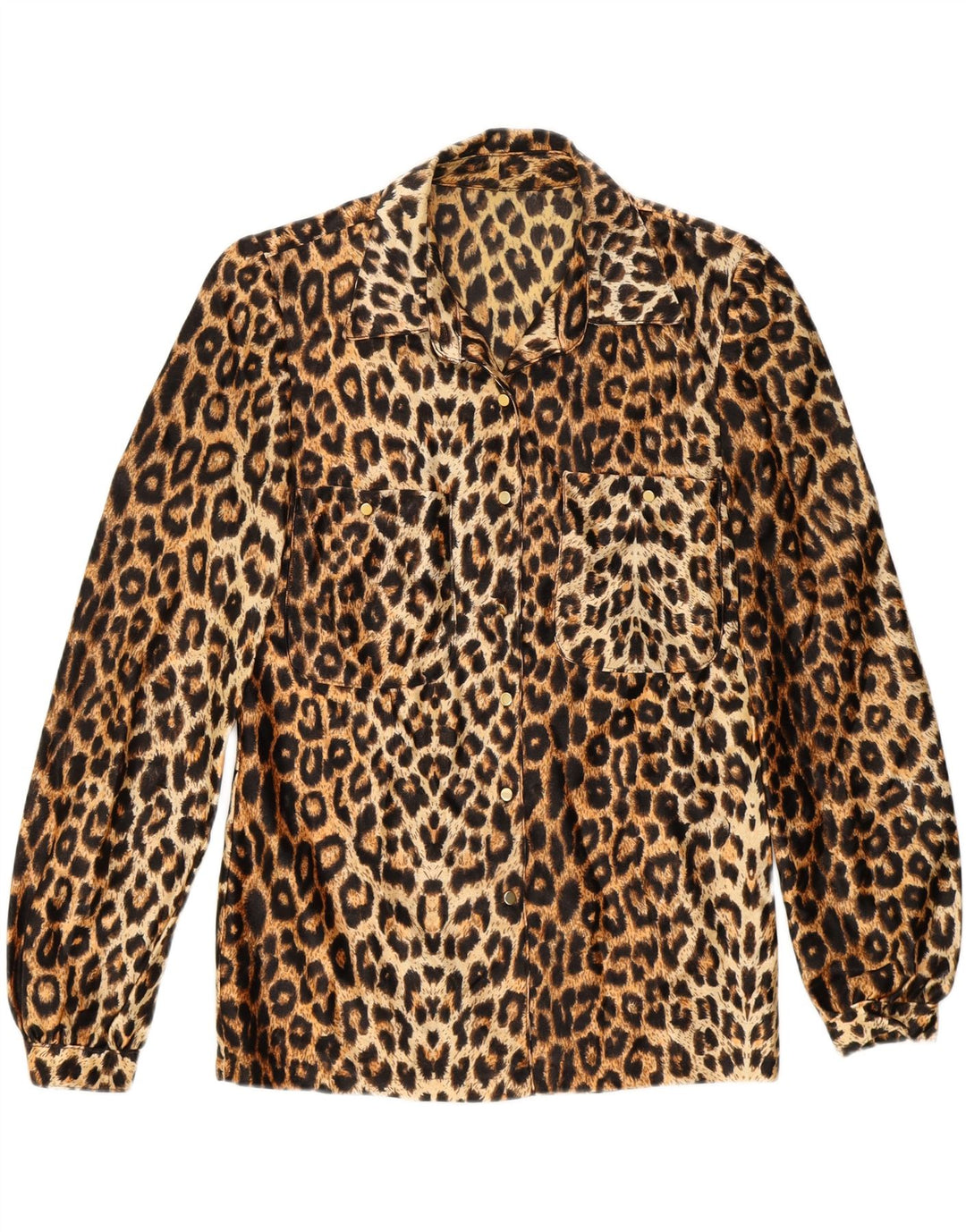 VINTAGE Womens Shirt UK 12 Medium Brown Animal Print Vintage Vintage and Second-Hand Vintage from Messina Hembry 