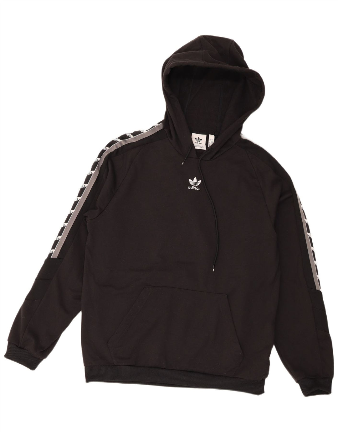 Maglione con cappuccio grafico da uomo Adidas, poliestere color block medio nero