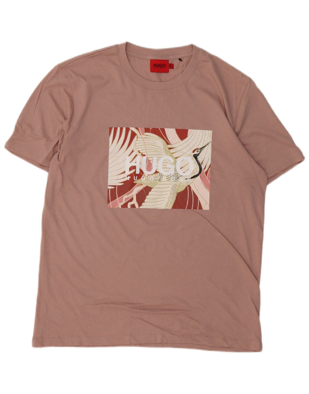 T-shirt grafica da uomo HUGO BOSS grande in cotone rosa