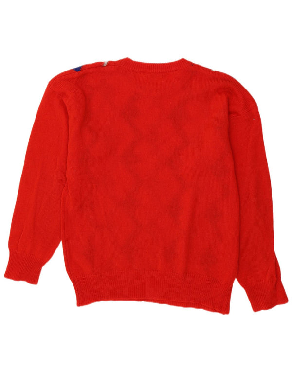 Maglione maglione girocollo da uomo vintage grande rosso a rombi/diamante