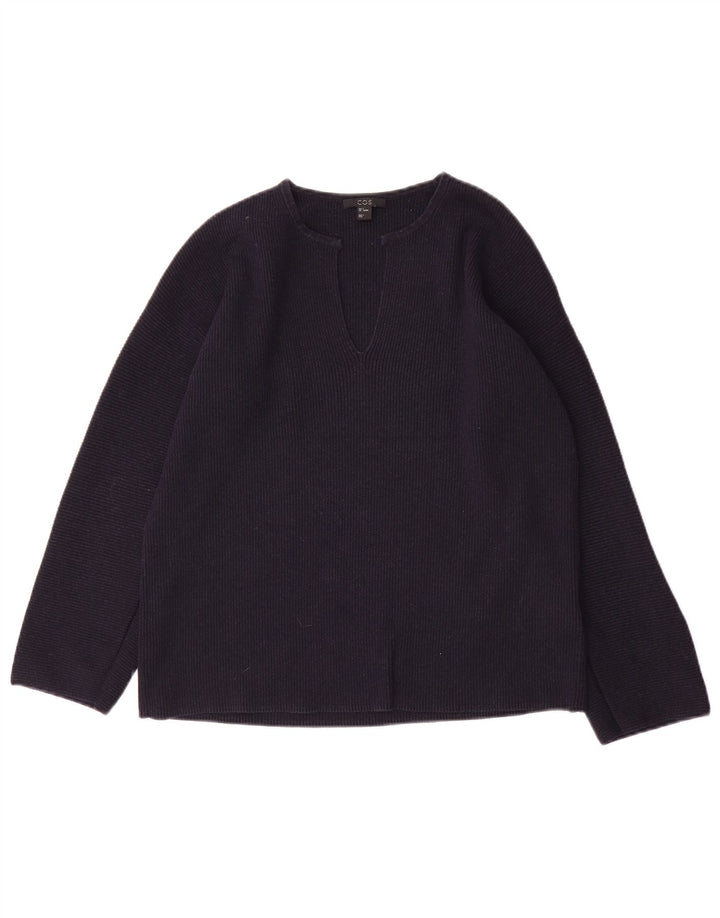 Maglione da donna oversize con scollo a V Cos UK 10 piccolo in lana blu navy