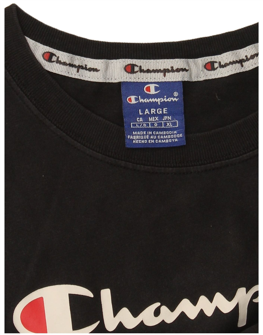 T-shirt grafica da donna CHAMPION Top UK 14 grande nera