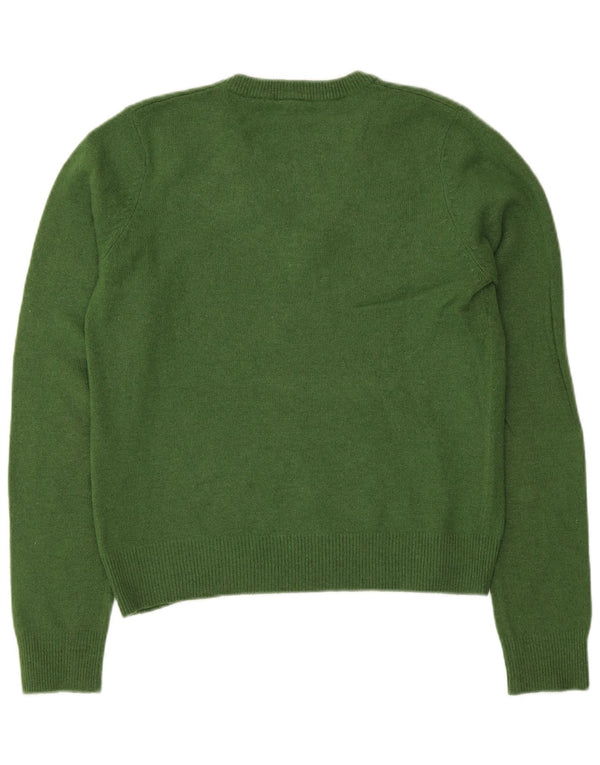Gant maglione da donna con scollo a V corto UK 14 grande lana verde
