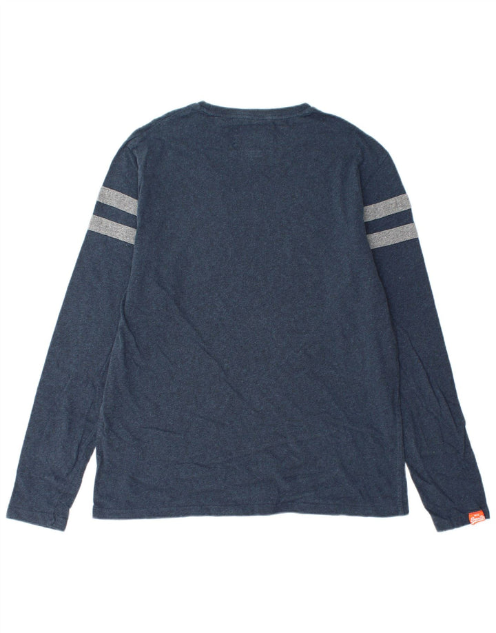 Maglia da uomo a maniche lunghe SUPERDRY 2XL in cotone color block blu navy