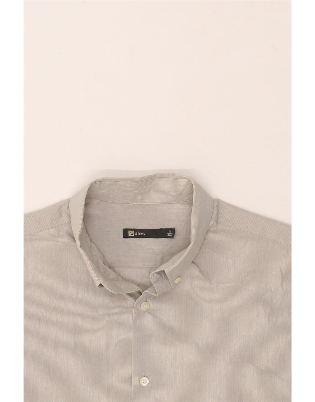 JULES Mens Short Sleeve Shirt Size 41 42 Medium Grey Cotton Vintage Jules and Second-Hand Jules from Messina Hembry 