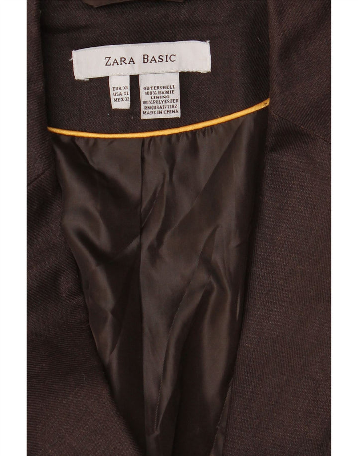 Giacca blazer da donna a 1 bottone Zara UK 18 XL Ramie marrone