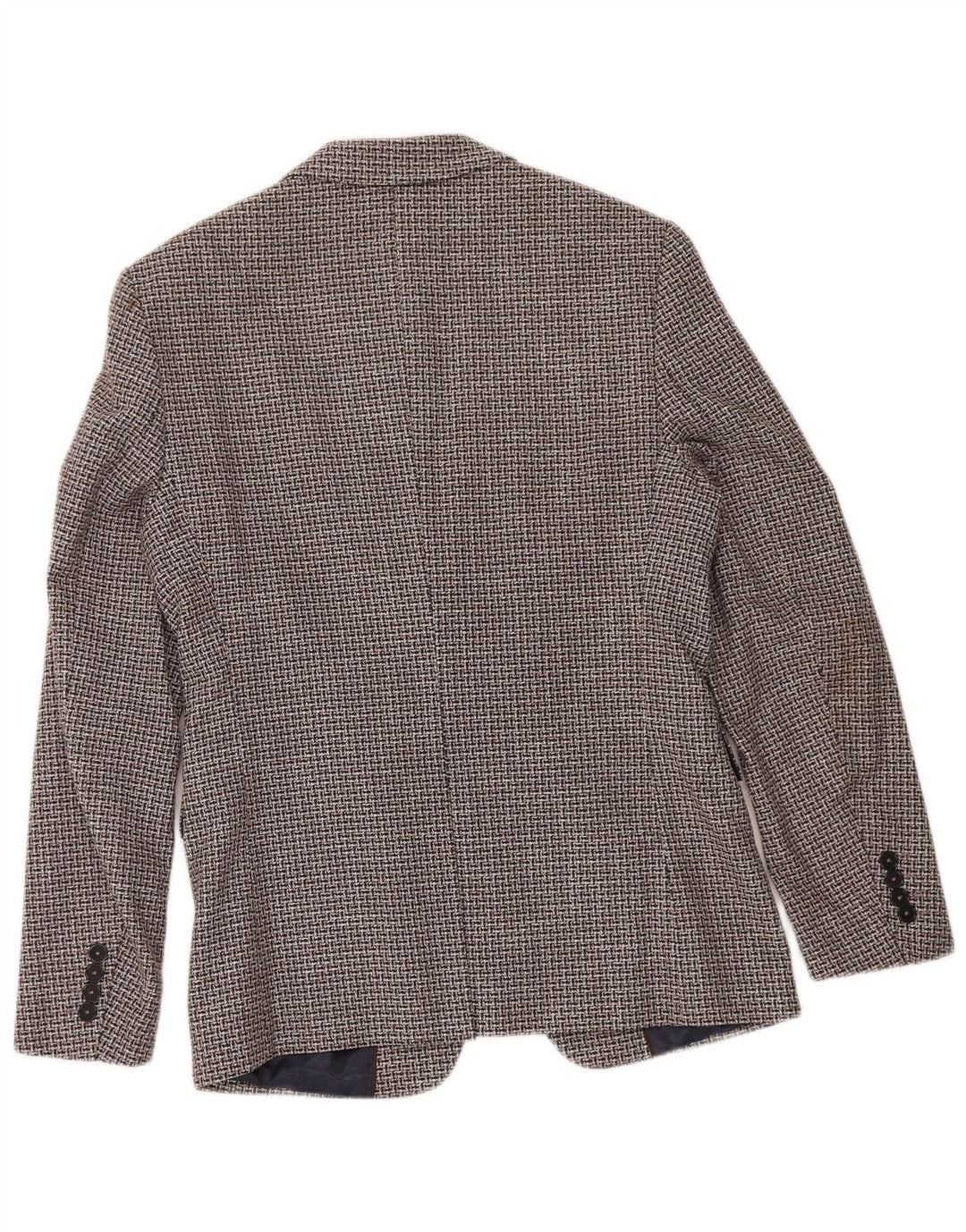 Giacca blazer a 2 bottoni da uomo Zara EU 46 piccolo cotone geometrico marrone