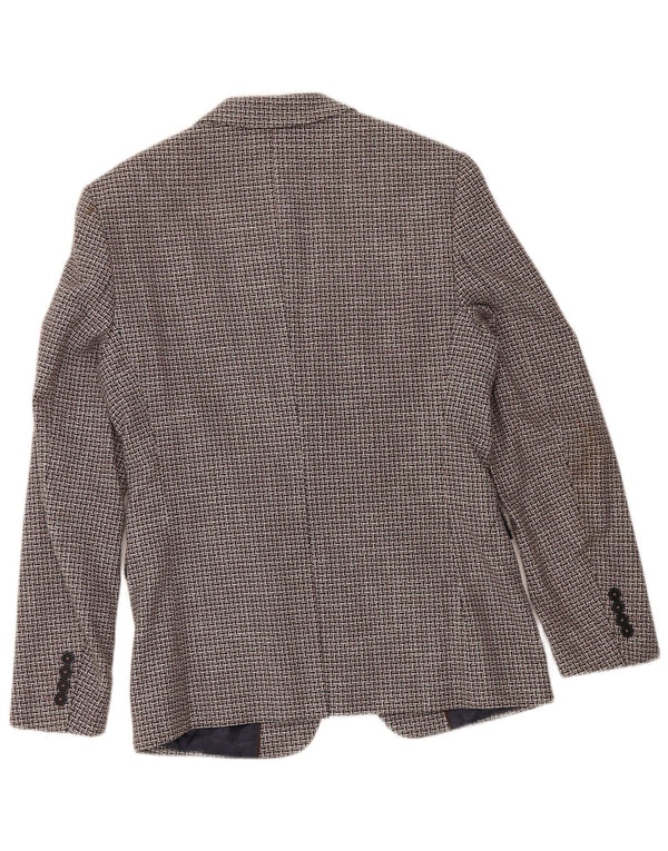 Giacca blazer a 2 bottoni da uomo Zara EU 46 piccolo cotone geometrico marrone