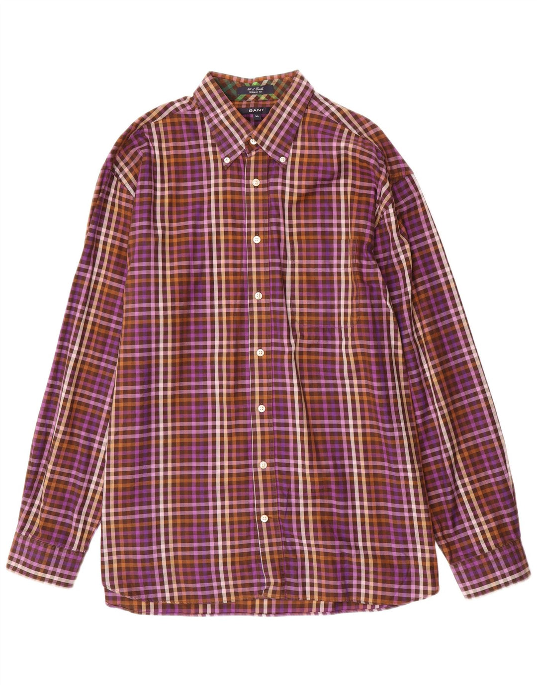 Gant Camicia da uomo Regular Fit XL Viola in cotone a quadretti