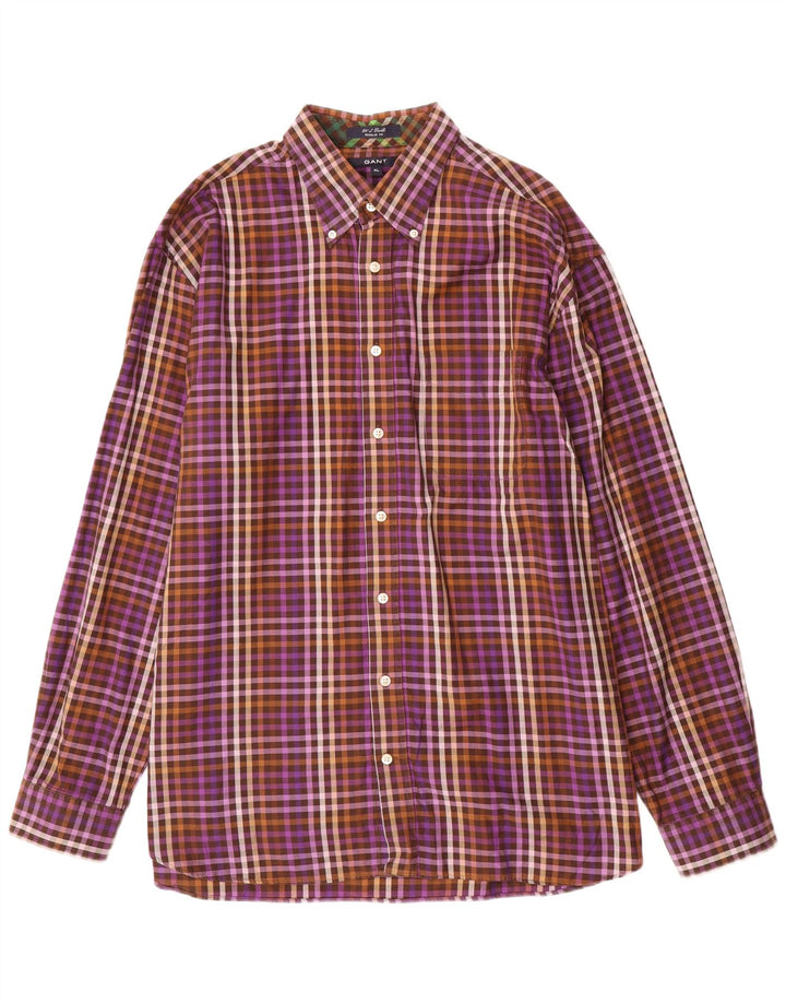 Gant Camicia da uomo Regular Fit XL Viola in cotone a quadretti