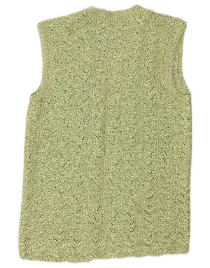 Maglione cardigan aperto da donna vintage UK 14 verde medio