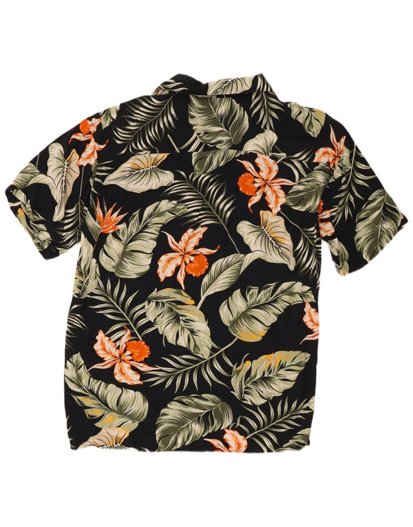 Camicia a maniche corte da uomo Jack & Jones grande hawaiana in viscosa floreale nera