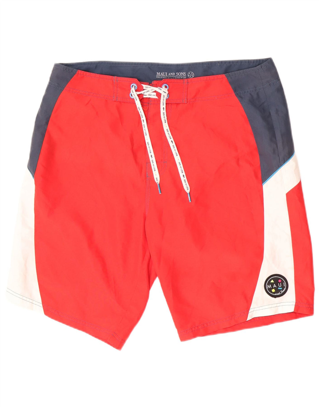 Pantaloncini da bagno da uomo Maui and Sons XL rosso in poliestere color block