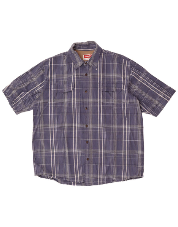 Camicia Wrangler da uomo a maniche corte vestibilità regolare XL in cotone scozzese blu