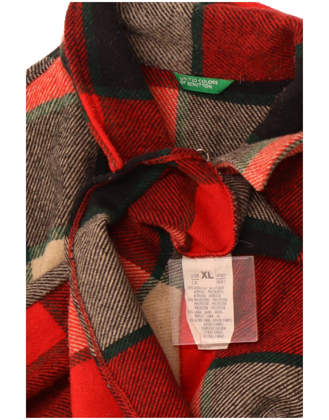 Camicia in flanella da donna BENETTON UK 18 XL Acrilico a quadri multicolore