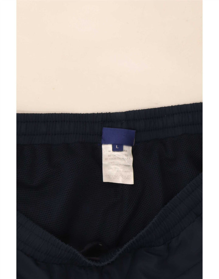 Pantaloni da tuta da uomo Asics grandi in poliestere color block blu navy