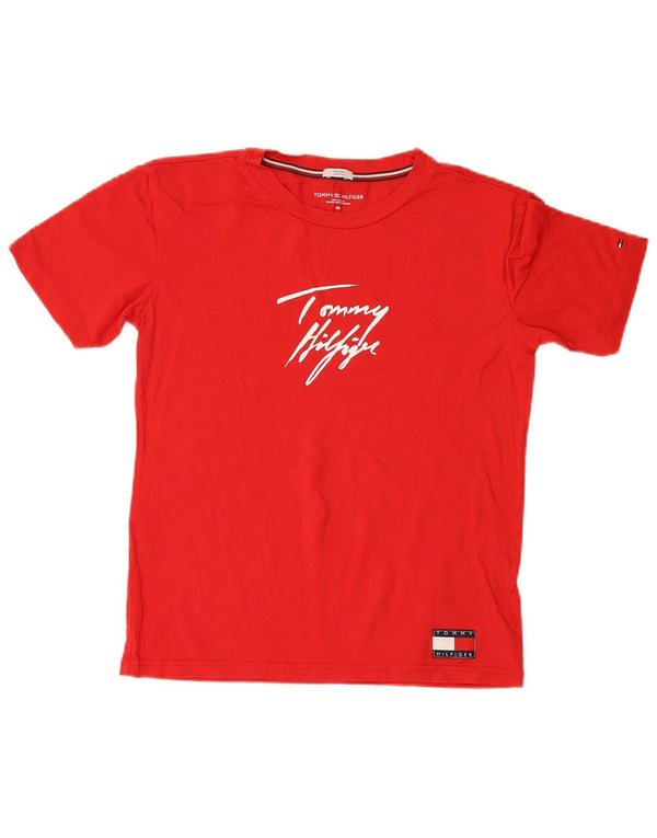 T-shirt grafica da donna Tommy Hilfiger Top UK 6 XS rosso cotone