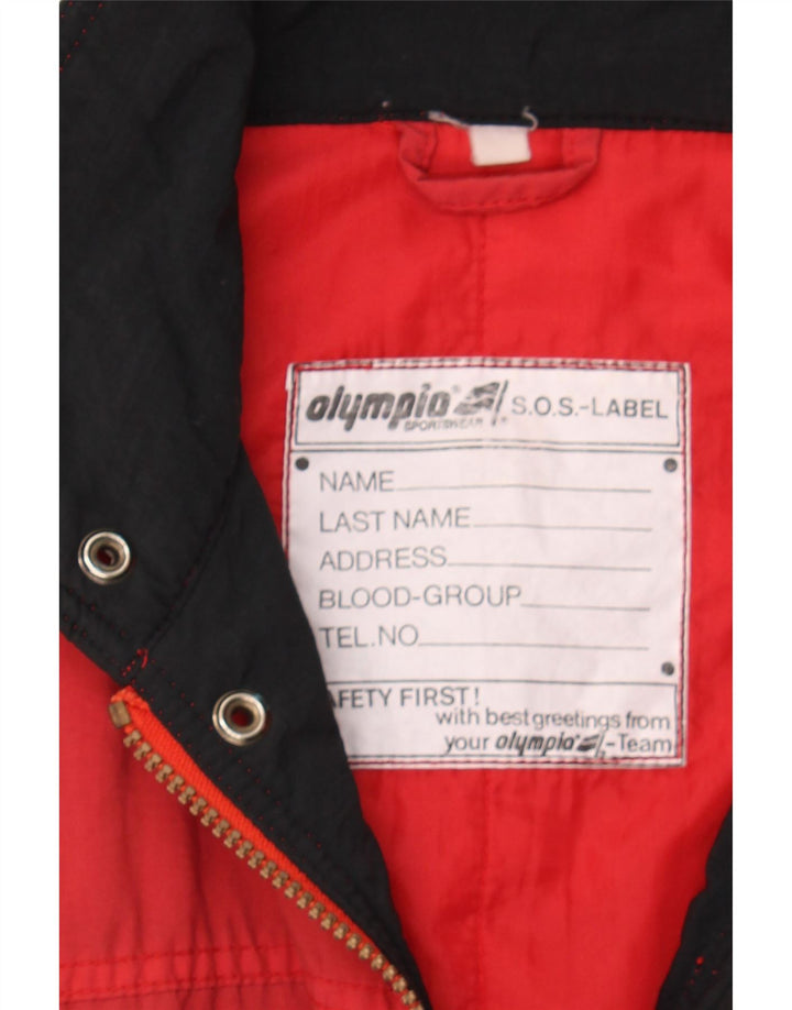 OLYMPIA Mens Bomber Jacket UK 42 XL Red Polyester Vintage Olympia and Second-Hand Olympia from Messina Hembry 
