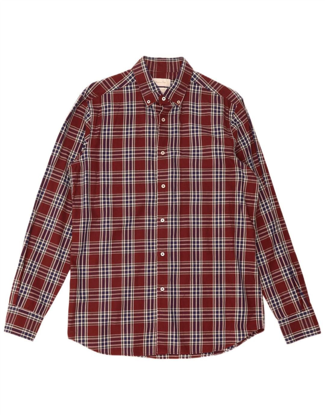 Camicia da uomo Massimo Dutti in cotone a quadri bordeaux medio