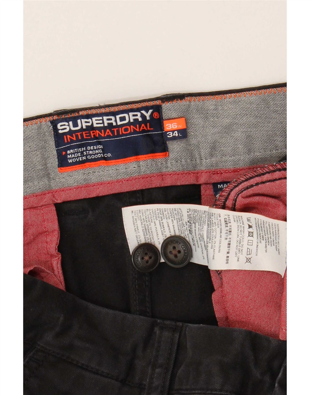 Pantaloni cargo da uomo Superdry Joggers W36 L30 in cotone nero