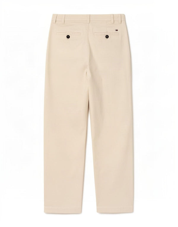 Pantaloni chino a vita alta da donna Tommy Hilfiger UK 4 XS W24 L24 Bianco