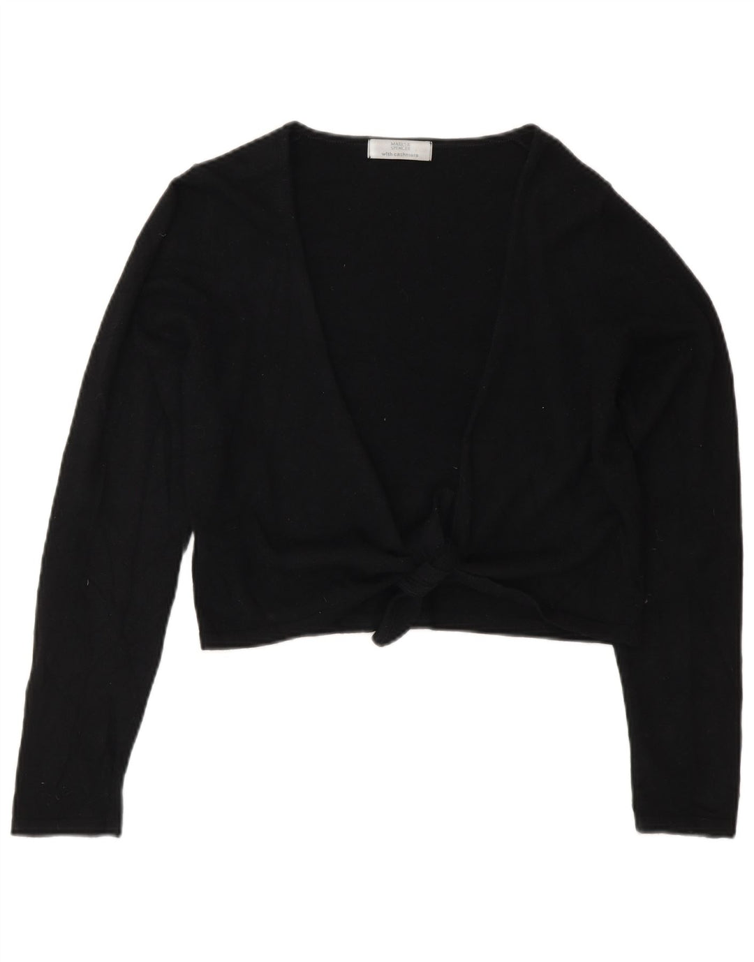 Maglione cardigan corto da donna Marks & Spencer UK 10 piccolo in viscosa nera