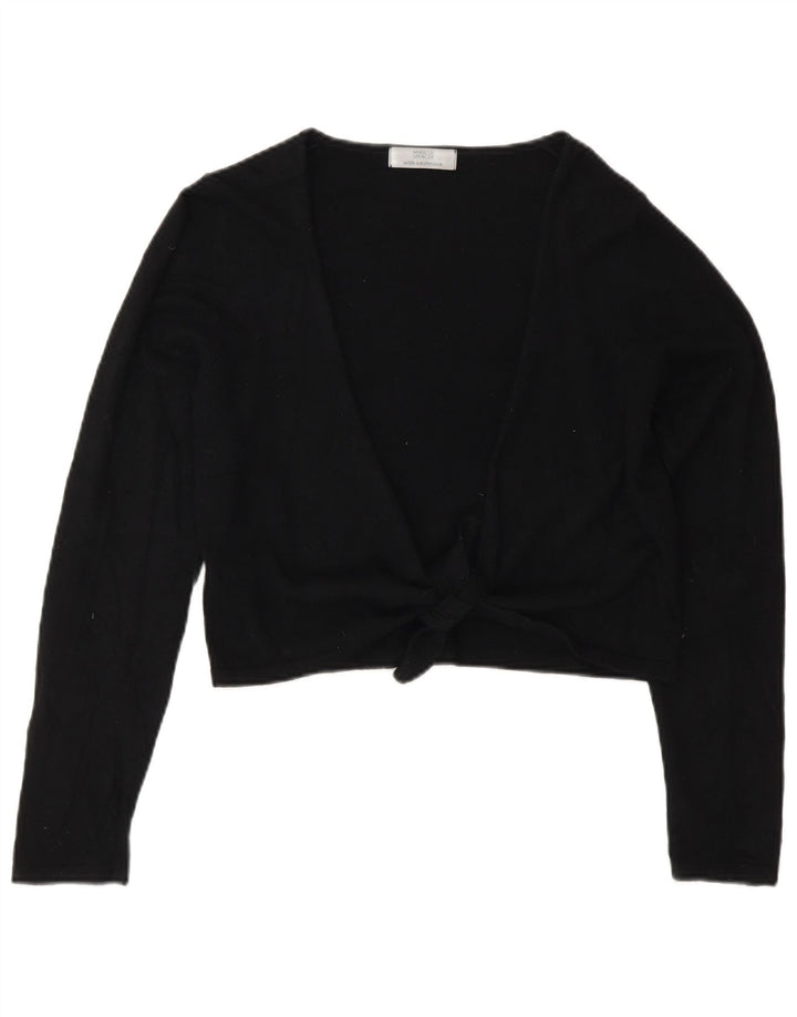 Maglione cardigan corto da donna Marks & Spencer UK 10 piccolo in viscosa nera