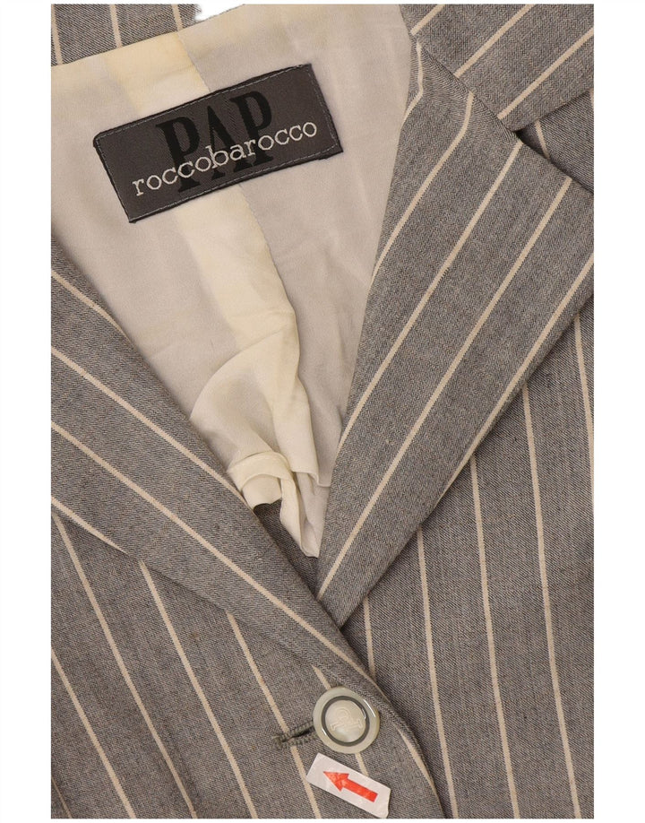 Giacca blazer da donna a 4 bottoni Roccobarocco UK 10 piccolo gessato grigio