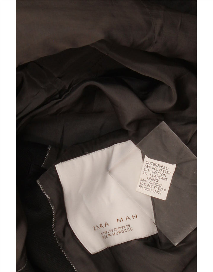 ZARA Giacca Blazer a 2 Bottoni da Uomo EU 48 Medio Nero Poliestere