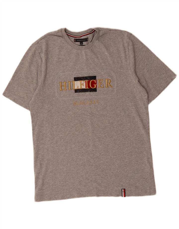T-shirt grafica da uomo Tommy Hilfiger Top in cotone grigio medio