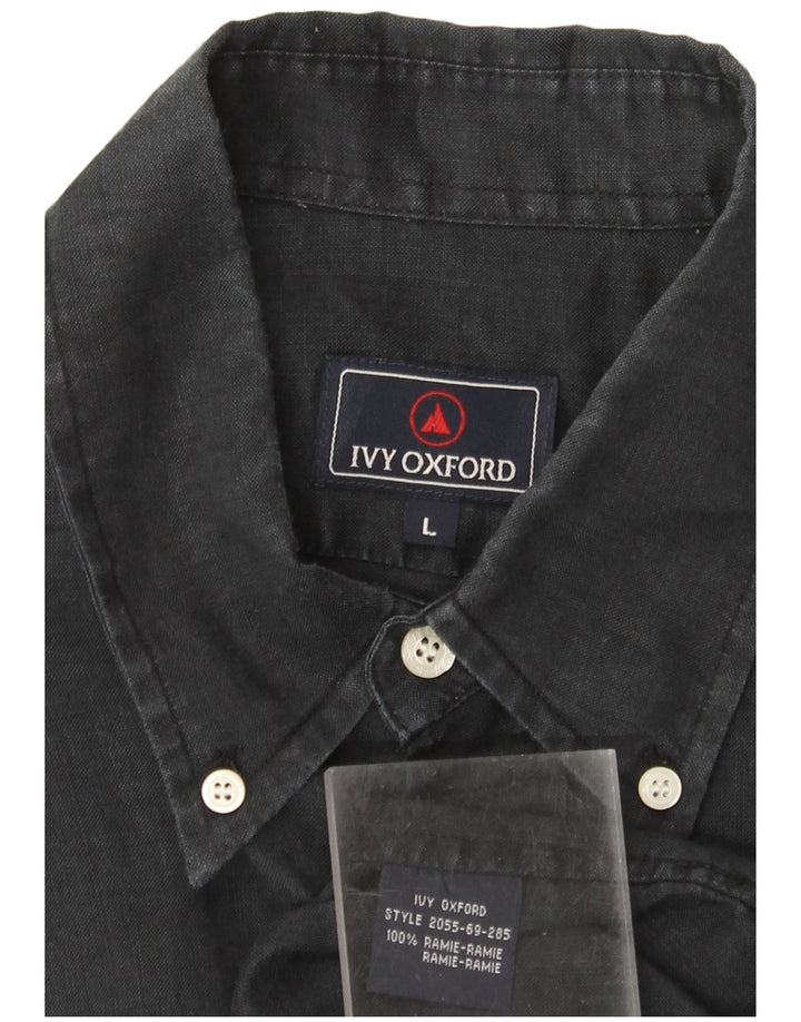 Camicia da uomo Ivy Oxford grande ramiè nera