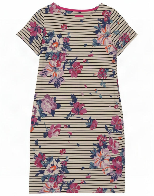 Joules Abito T-shirt da donna UK 12 Cotone floreale bianco medio