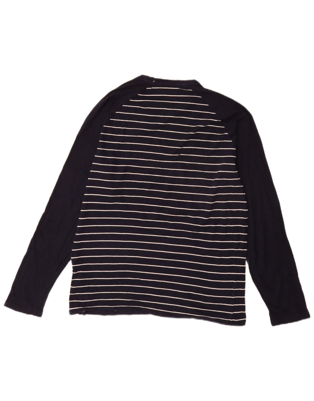 Marks & Spencer Top da uomo a maniche lunghe in cotone a righe medie blu navy