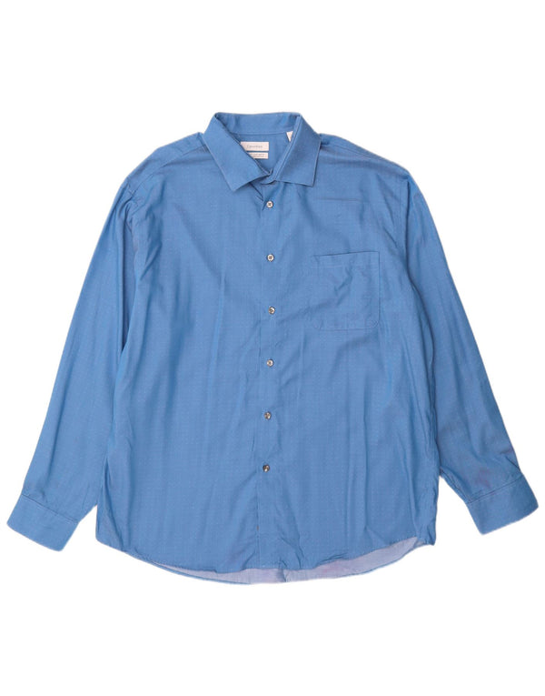 Camicia da uomo Regular Fit Calvin Klein taglia 17 XL cotone maculato blu