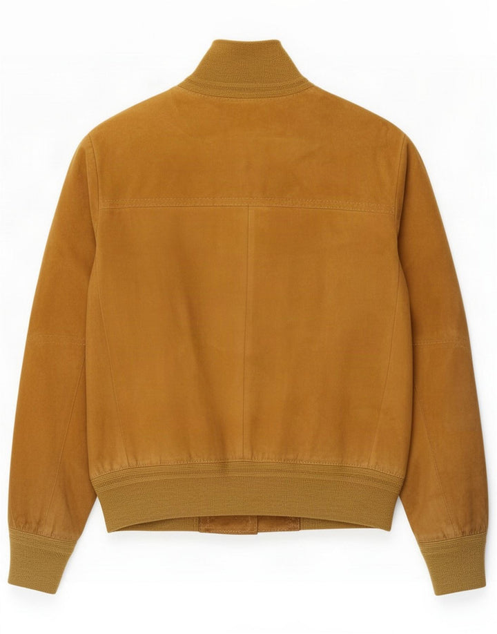Giubbotto bomber vintage in pelle scamosciata da donna IT 46 Large Marrone