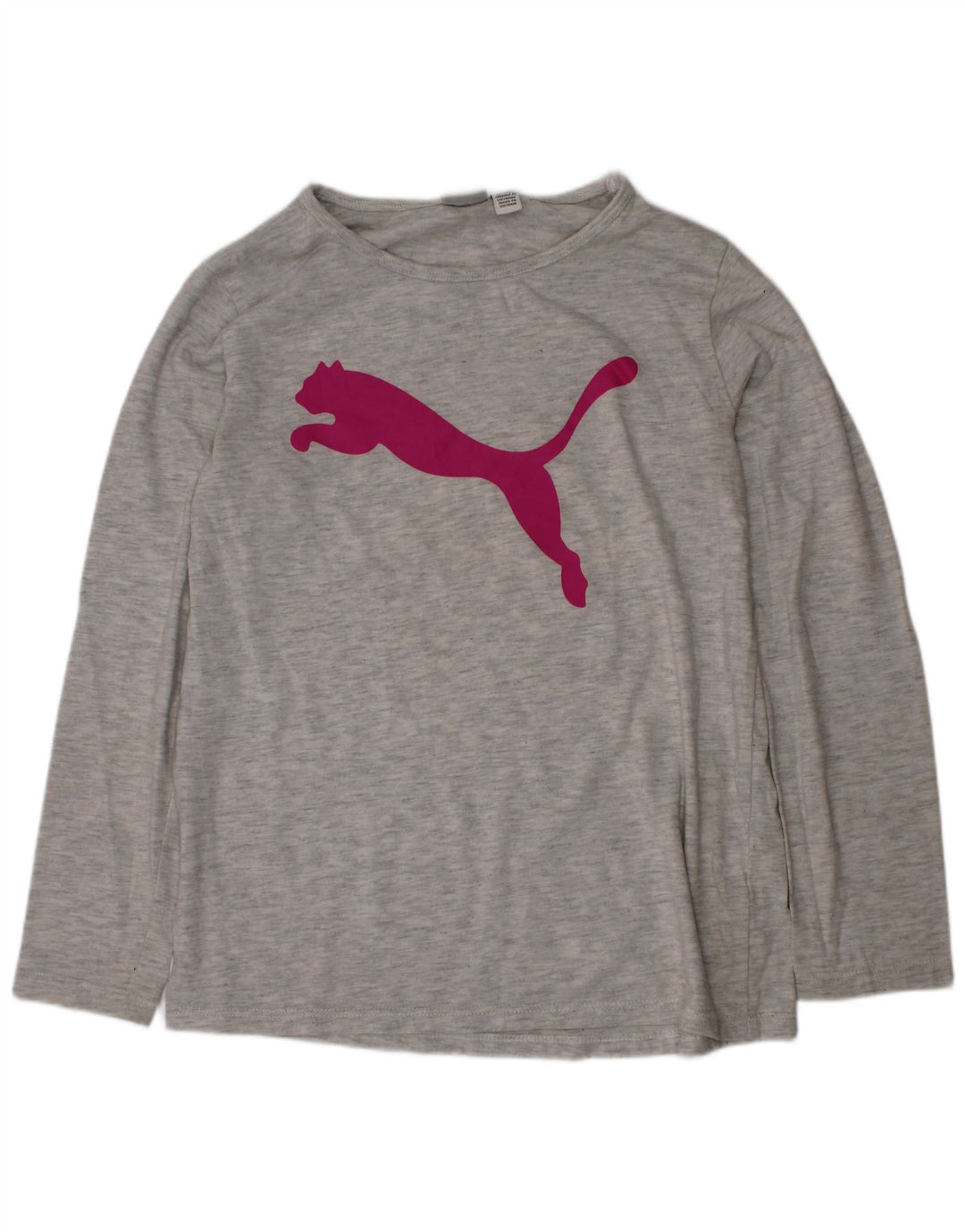 Maglia grafica da bambina Puma manica lunga 10-11 anni in cotone grigio medio