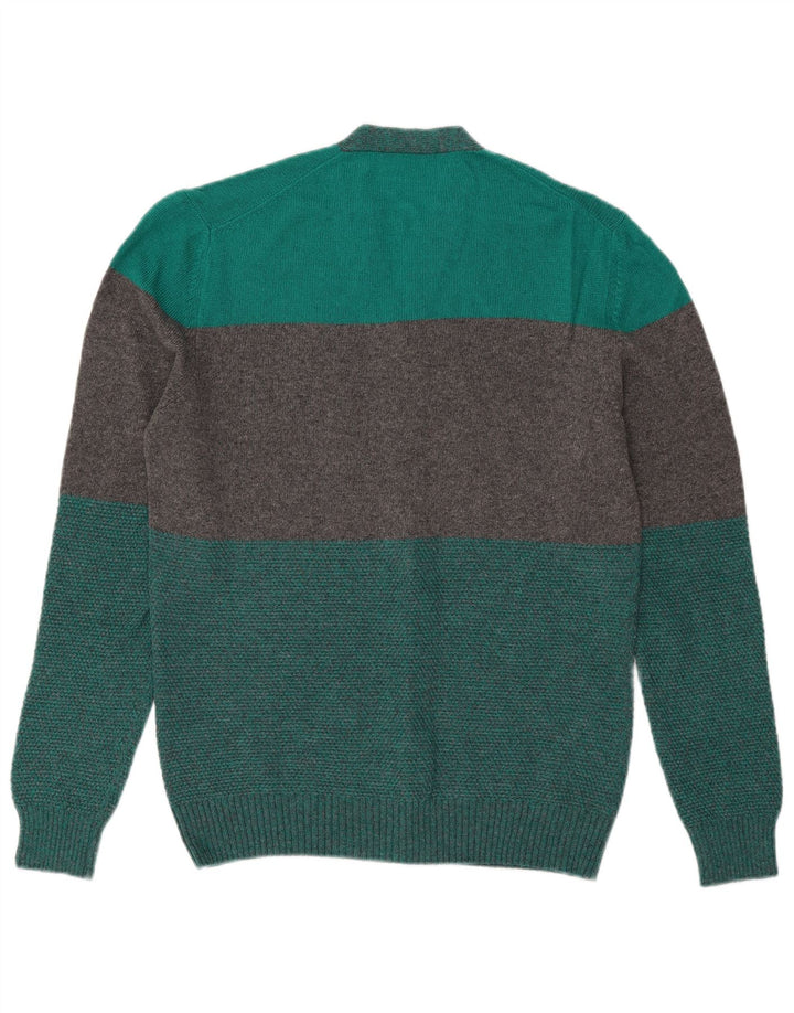 Maglione cardigan da uomo vintage color block verde medio