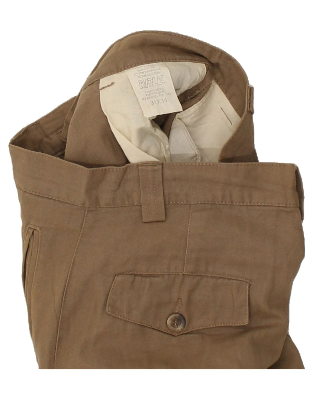 RIFLE Mens Slim Cargo Trousers W31 L34 Brown Cotton Vintage Rifle and Second-Hand Rifle from Messina Hembry 