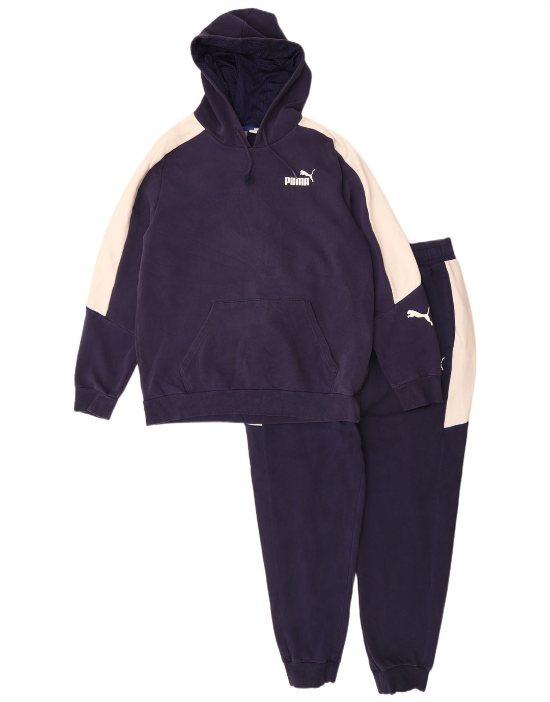 Tuta intera PUMA da uomo con cappuccio, taglia grande, in cotone color block blu navy