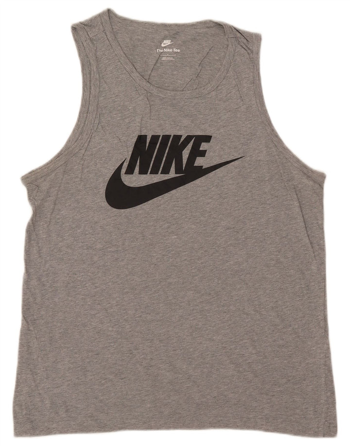 Canotta grafica da uomo Nike, canotta grande in cotone chiazzato grigio
