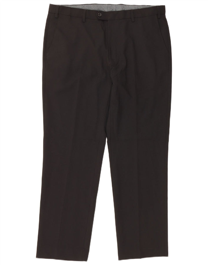 Pantaloni da abito regolari da uomo Marks & Spencer W38 L31 poliestere nero
