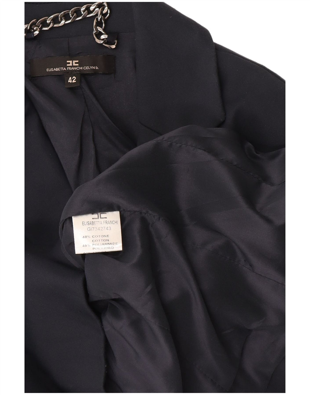 Giacca Blazer 2 Bottoni Donna Elisabetta Franchi IT 42 Blu Navy Medio