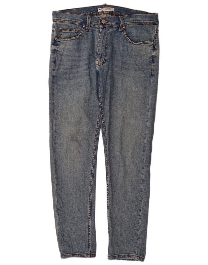 Jeans slim da uomo Zara EU 44 Large W34 L32 cotone blu