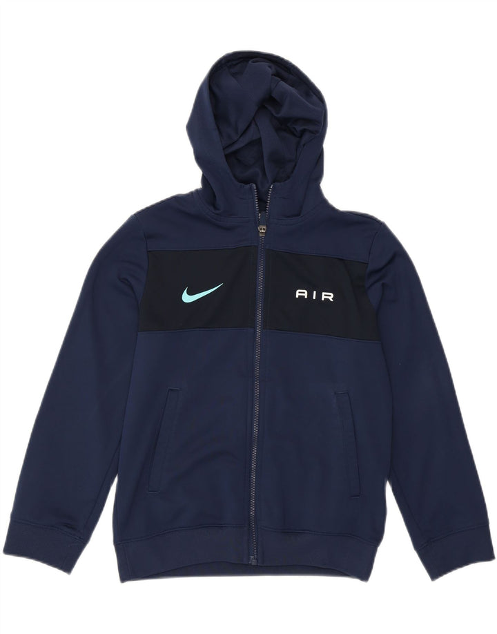 NIKE Boys Dri Fit Zip Hoodie Sweater 10-11 Years Medium Navy Blue Vintage Nike and Second-Hand Nike from Messina Hembry 